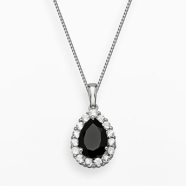 Gemminded Sterling Silver Black Onyx and White Topaz Teardrop Pendant, Womens Product Image