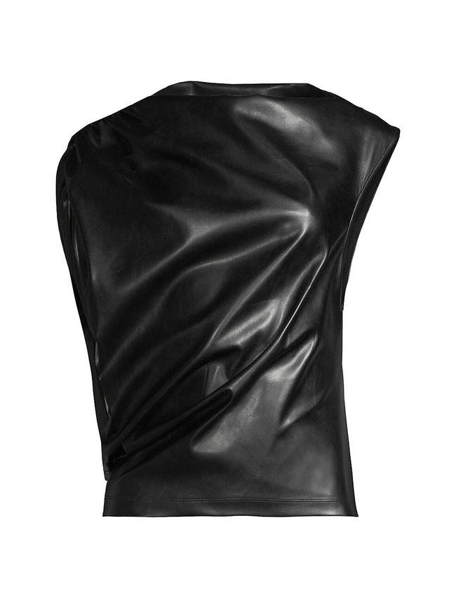 Womens Draped Faux Leather Top Product Image