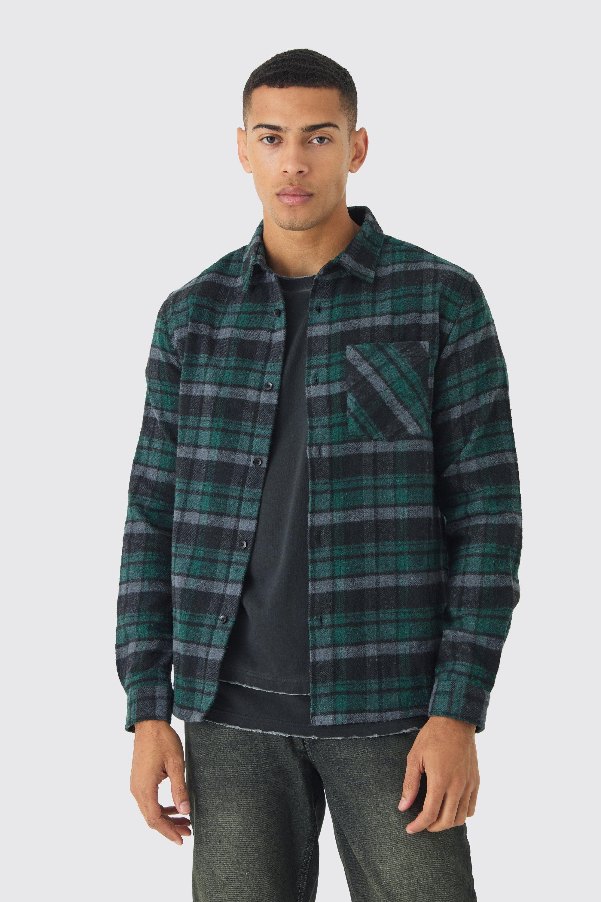 Regular Fit Flannel Plaid Long Sleeve Shirt | boohooMAN USA Product Image