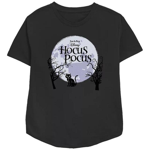 Disneys Hocus Pocus Juniors Logo Title Full Moon Background Relaxed Fit Graphic Tee, Womens Product Image