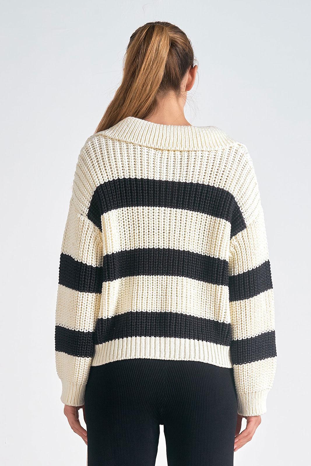 Stripe Polo Collar Sweater Product Image