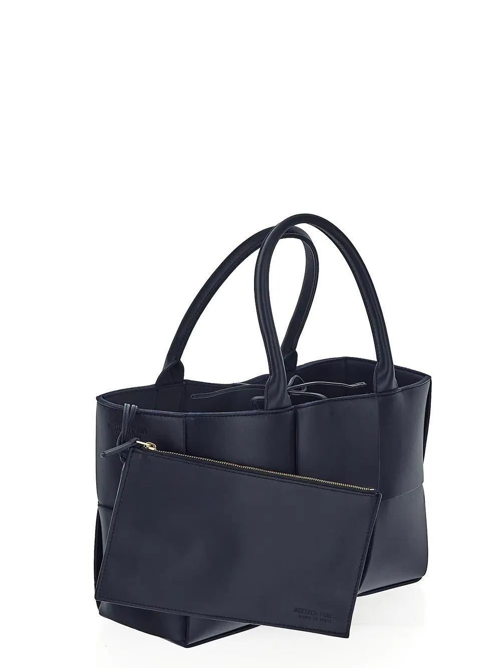 Leather Arco Tote Bag In Blue Product Image