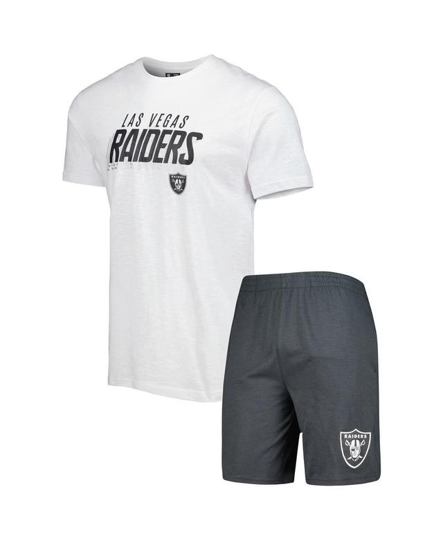 Mens Concepts Sport /White Las Vegas Raiders Downfield T-Shirt & Shorts Sleep Set Grey Product Image