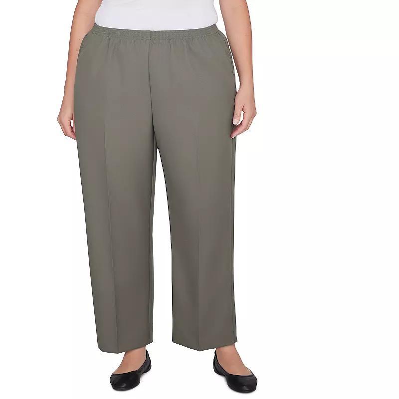 Plus Size Alfred Dunner Classic Elastic Midrise Pants, Womens Green Product Image