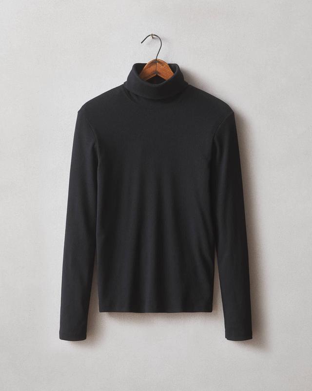 Stretch Rib Turtleneck - Black Product Image