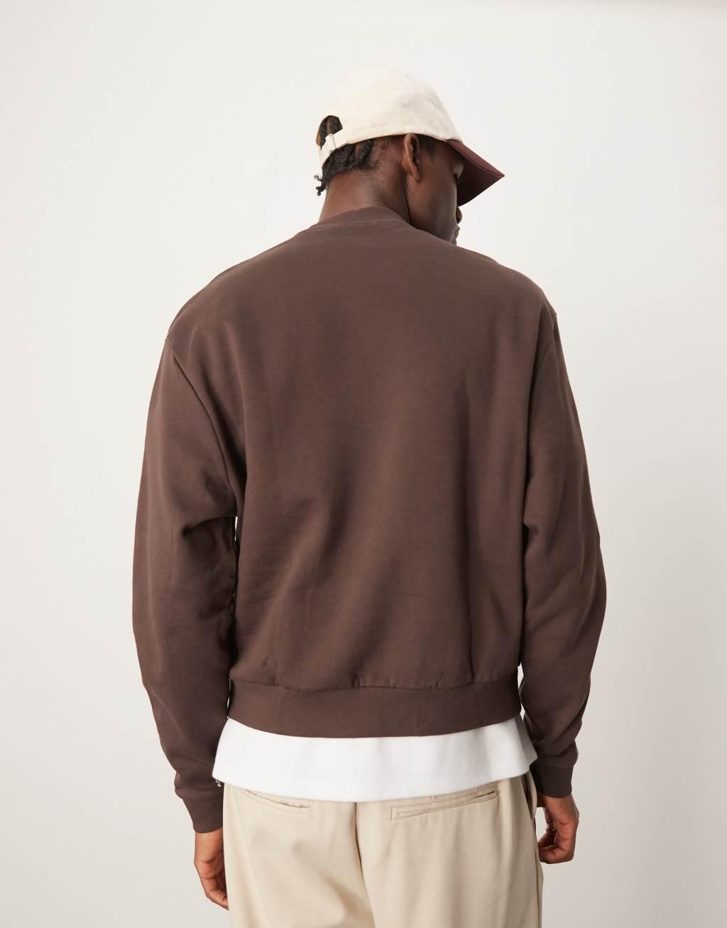 ASOS DESIGN essential boxy oversized sweatshirt in brown Product Image