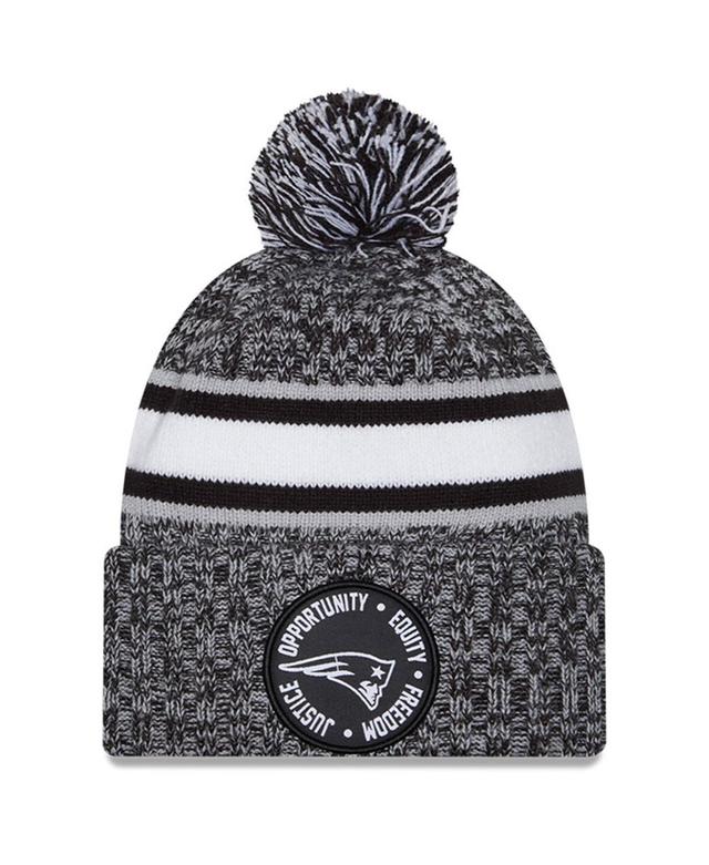 Mens New Era Heather Black New England Patriots 2023 Inspire Change Cuffed Knit Hat with Pom Product Image