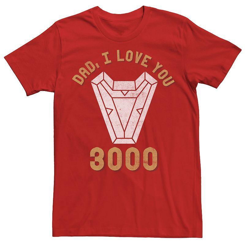 Mens Marvel Dad I Love You 3000 Arc Reactor Fathers Day Graphic Tee Red Product Image