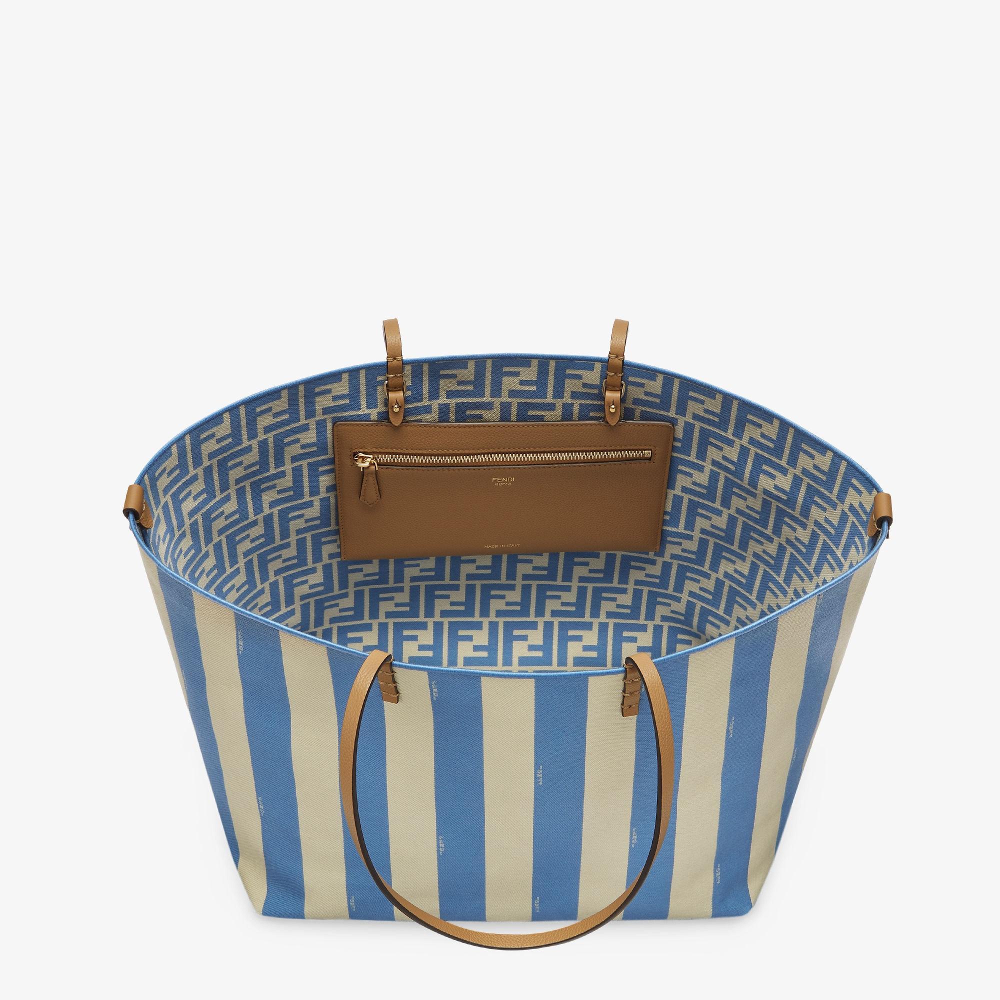 Large RollReversible shopper in Pequin striped and light blue FF fabric Product Image