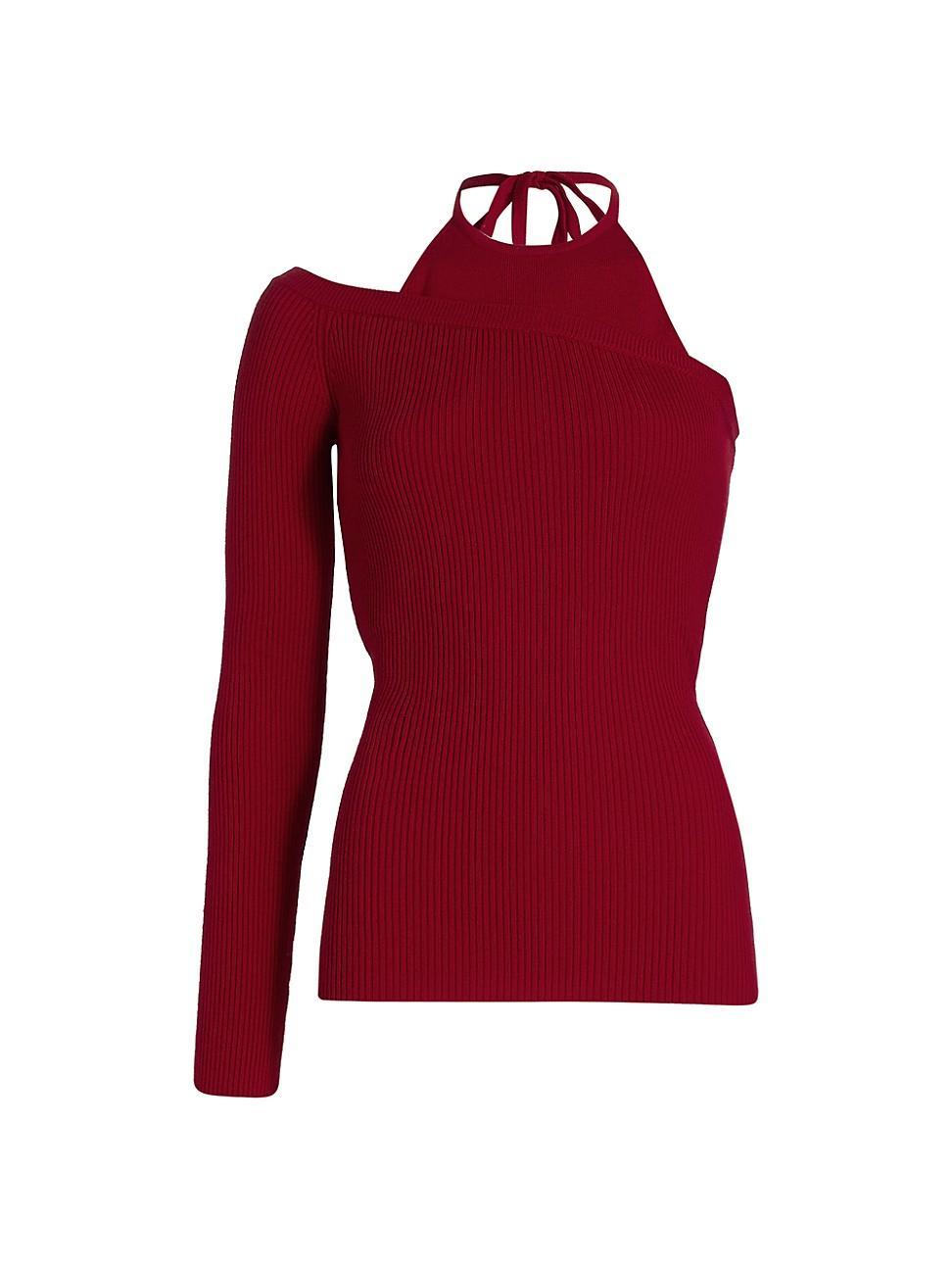 Womens One-Sleeve Halter Top Product Image