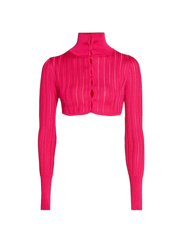 Womens Crinoline Rib-Knit Cropped Cardigan Product Image