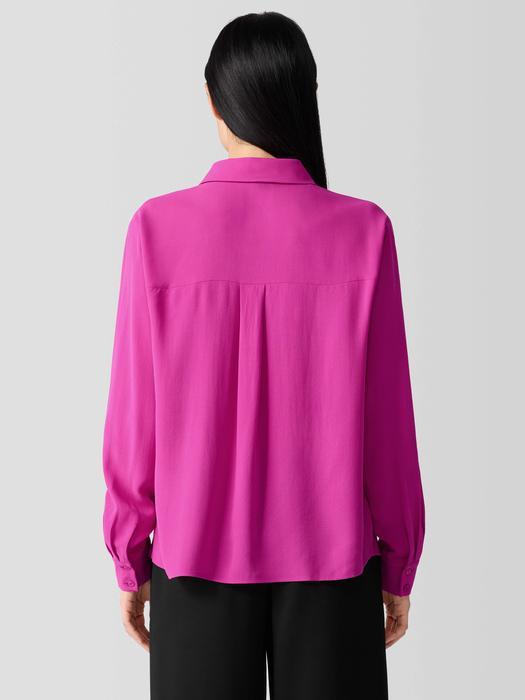 Silk Georgette Crepe Classic Collar Shirt Product Image