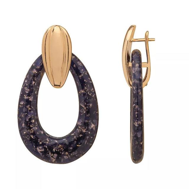 Emberly Gold Tone Oval Drop Earrings, Womens, Blue Product Image