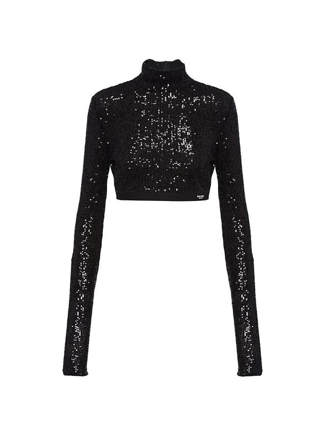 Womens Sequined Stretch Top Product Image