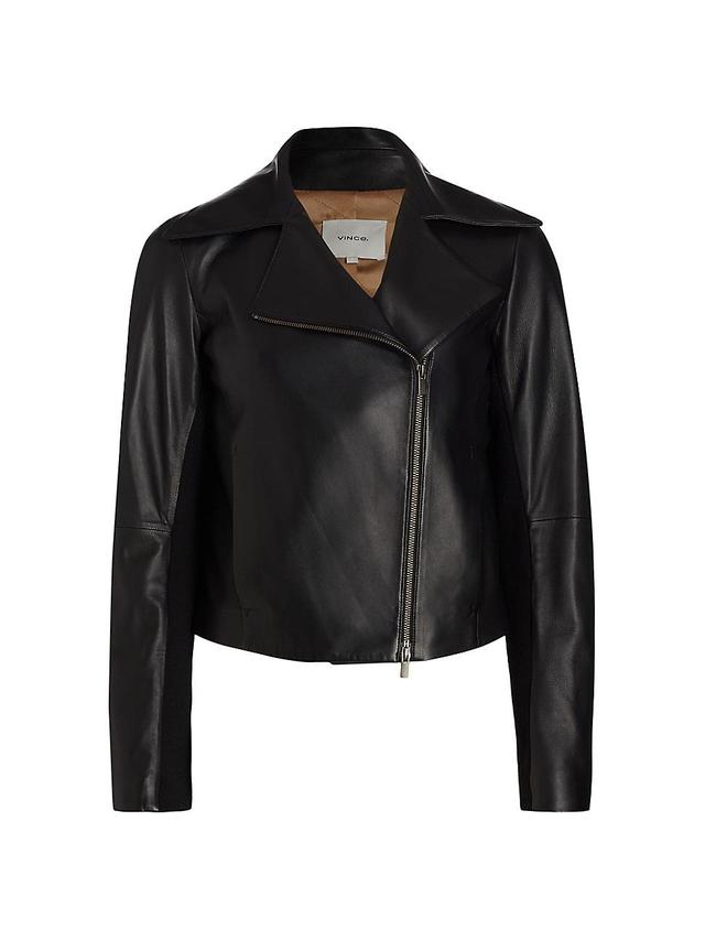 Womens Leather Moto Jacket Product Image