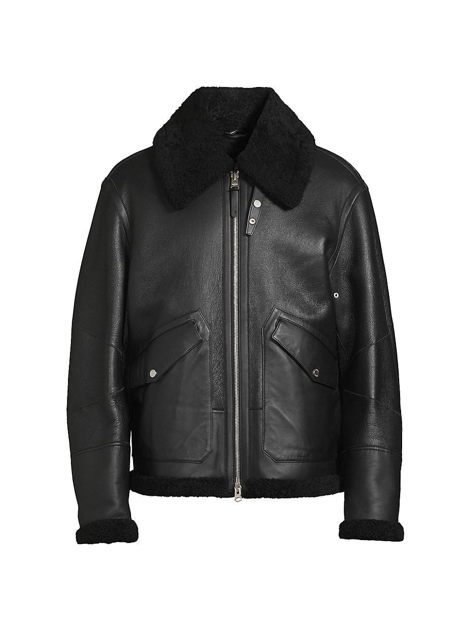 Mens Atlas Shearling & Leather Aviator Jacket Product Image