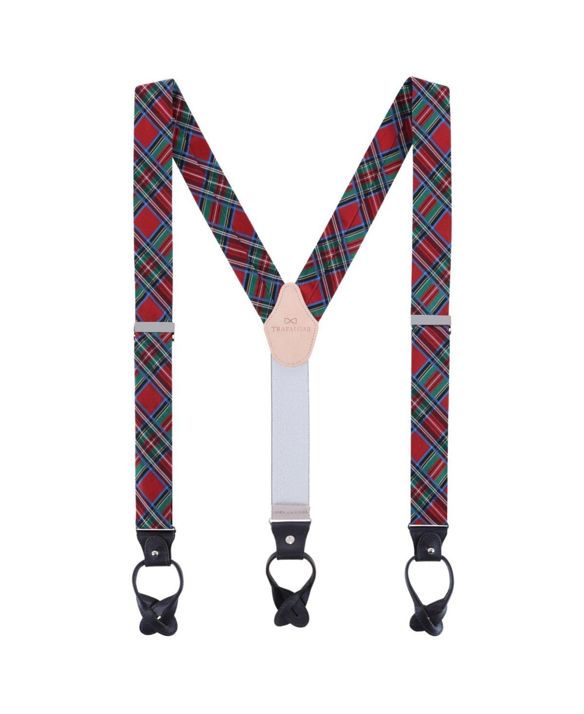 Trafalgar Mens Nicholas Tartan Plaid Button End Silk Suspenders Product Image