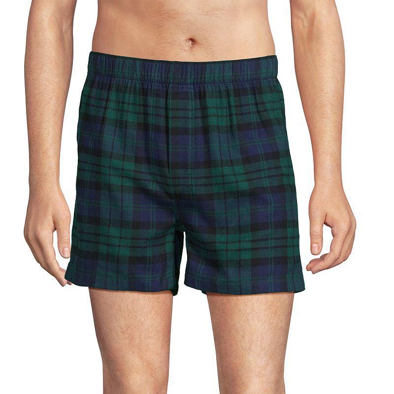 Mens Lands End Classic-Fit Cotton Flannel Boxers Blue Alabaster Plaid Product Image