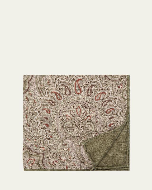 Men's Silk Paisley-Print Pocket Square Product Image