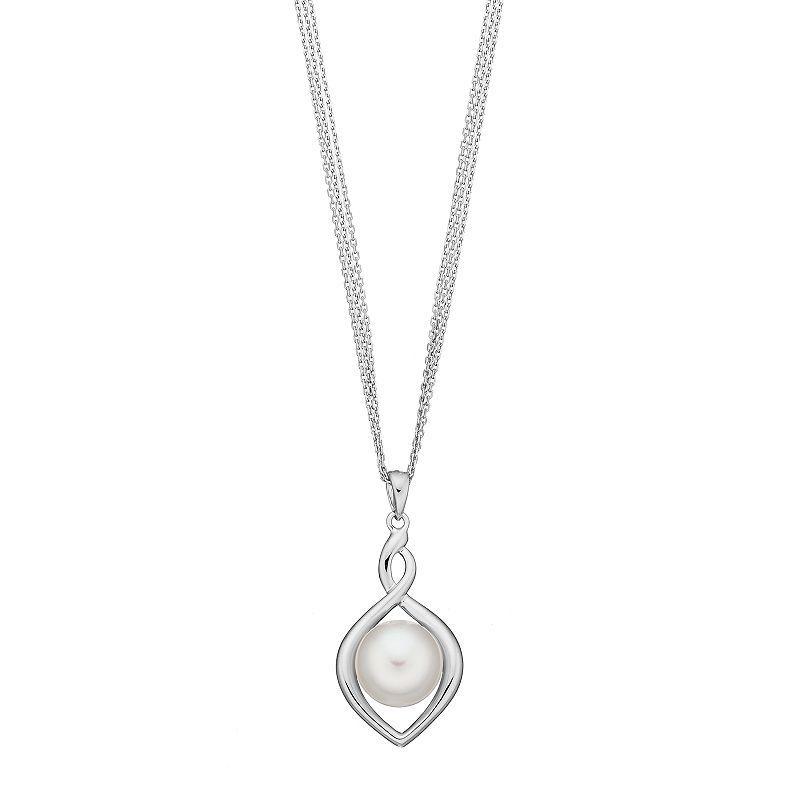 PearLustre by Imperial Sterling Silver Freshwater Cultured Pearl Twist Pendant, Womens White Product Image