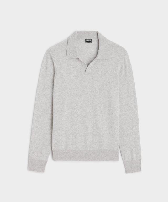 Long-Sleeve Cashmere Montauk Polo in Heather Grey Product Image