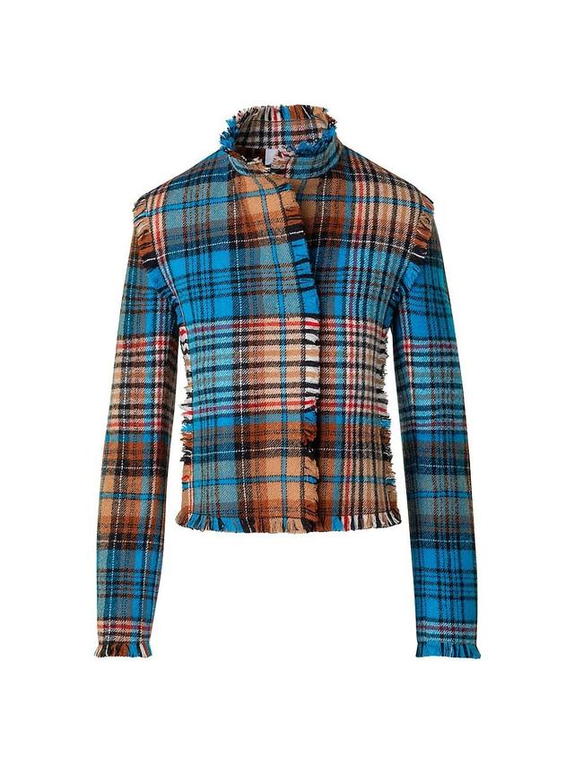 Womens Tartan Check Tweed Wool Jacket Product Image