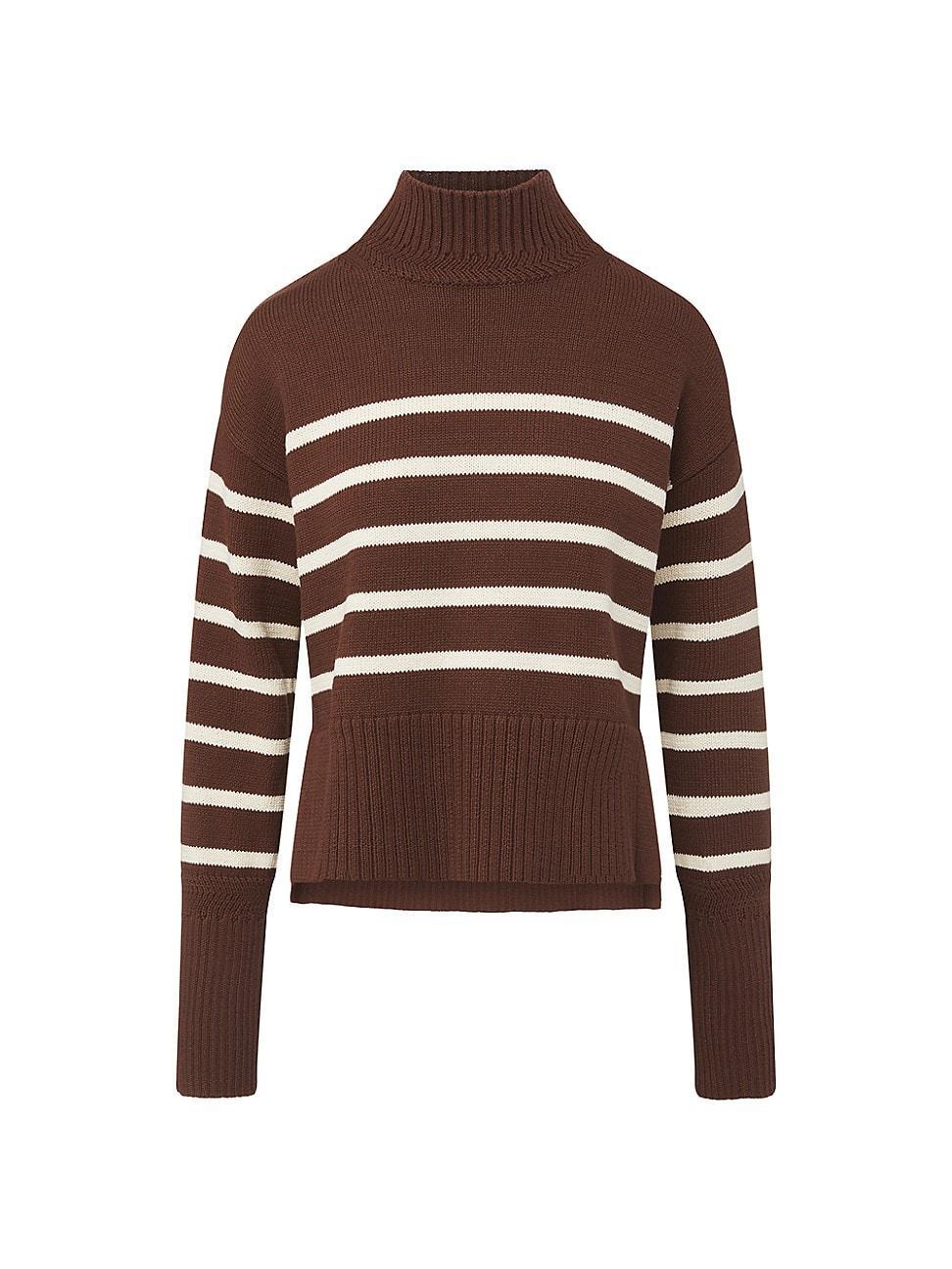 Veronica Beard Lancetti Stripe Cotton Mock Neck Sweater Product Image