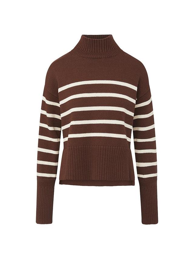 Veronica Beard Lancetti Stripe Cotton Mock Neck Sweater Product Image