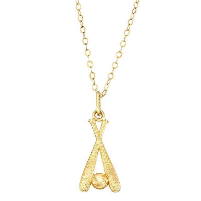 10k Gold Baseball Pendant Necklace, Womens Product Image