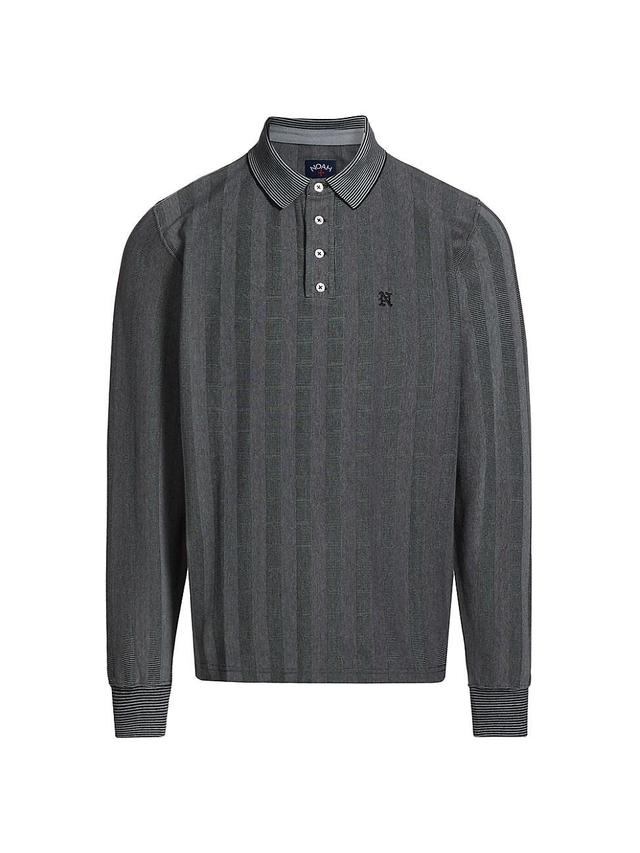 Mens Striped Cotton Long-Sleeve Polo Shirt Product Image