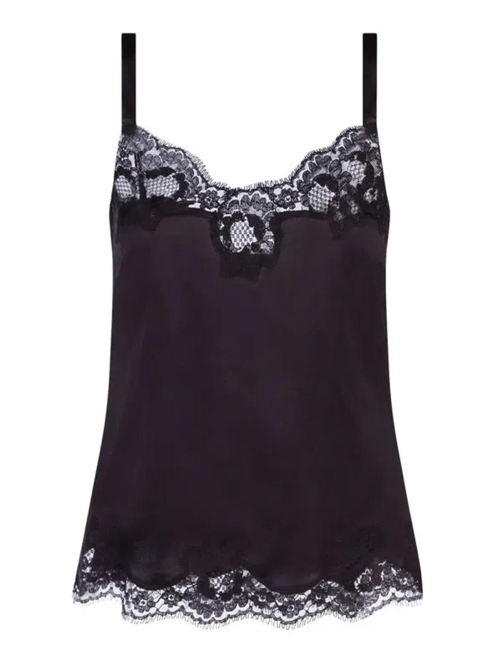 Lingerie Top In Satin And Lace In Black Product Image