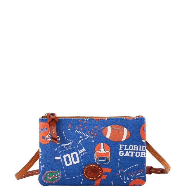 Dooney & Bourke Womens Collegiate University of Florida Top Zip Crossbody Coated Cotton Shoulder Bag in Blue Product Image