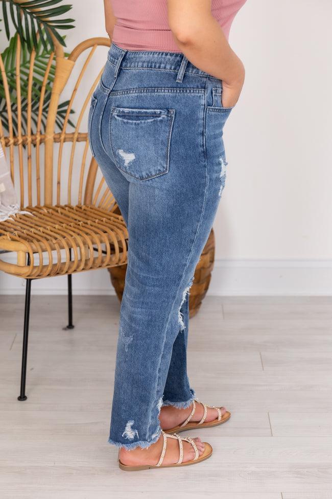 Priscilla Distressed Girlfriend Medium Wash Jeans FINAL SALE Product Image