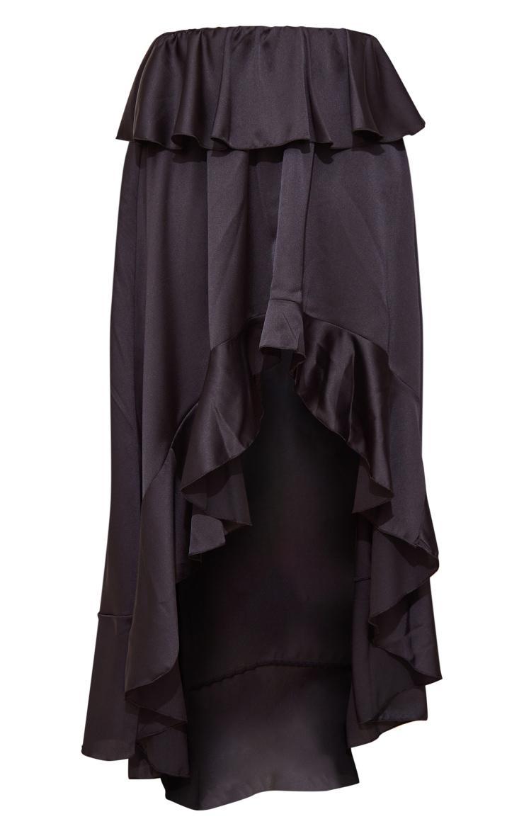 Black Satin Waterfall Front Maxi Skirt Product Image