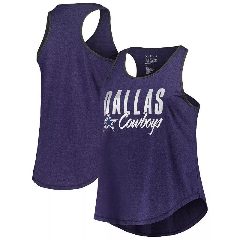 Womens Fanatics Branded Heather Dallas Cowboys Plus Size Fuel Tank Top Blue Product Image