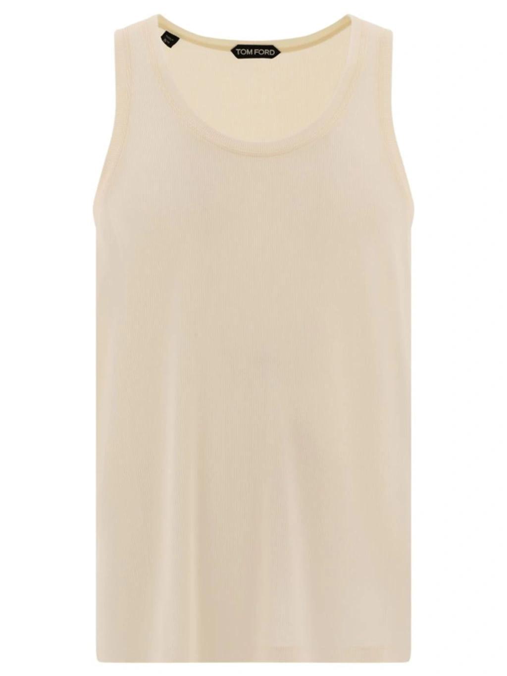 Ribbed Tank Top In Beige Product Image