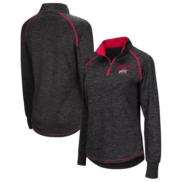 Womens Colosseum Heather Black Ohio State Buckeyes Bikram Lightweight Fitted Quarter-Zip Long Sleeve Top Product Image