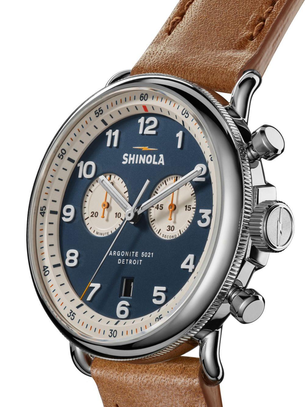 SHINOLA Canfield Model C56 2 Eye Chrono 43mm In Blue/brown Product Image