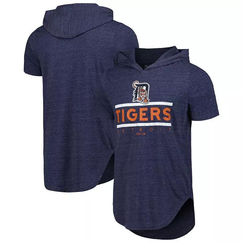 Mens Majestic Threads Detroit Tigers Tri-Blend Hoodie T-Shirt Blue Product Image