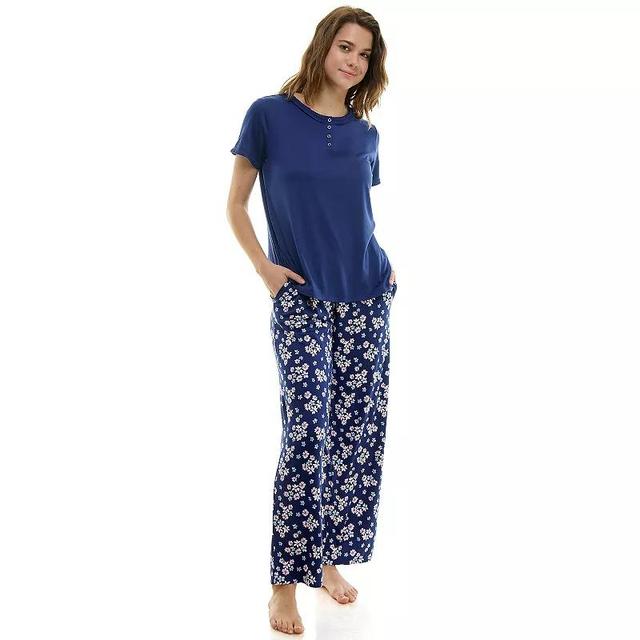 Womens Croft & Barrow Short Sleeve Pajama Top & Pajama Pants Set Product Image