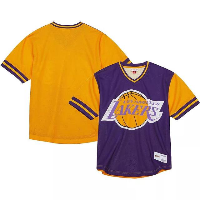 Mens Mitchell & Ness Los Angeles Lakers Jumbotron 3.0 Mesh V-Neck T-Shirt Product Image