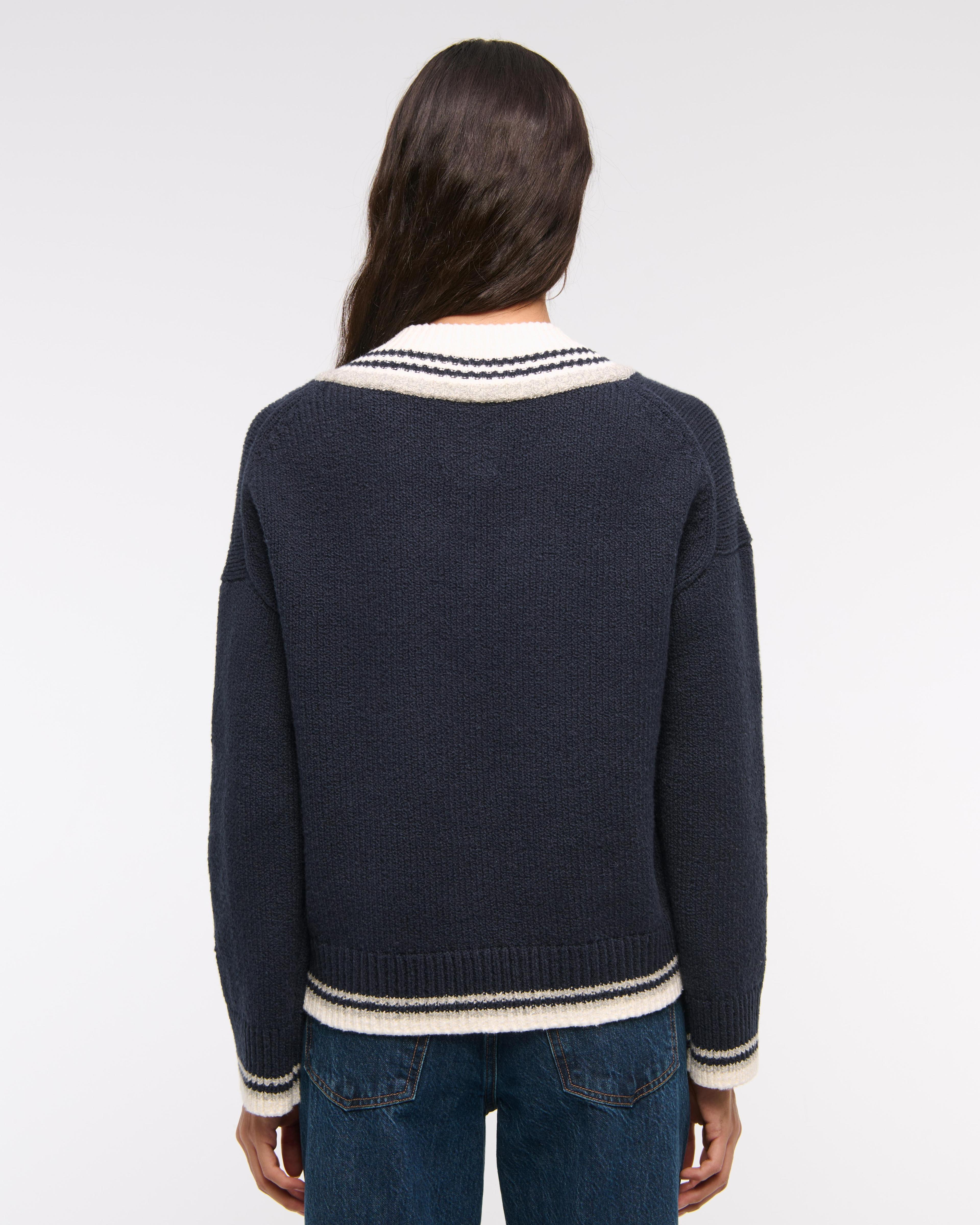 Relaxed Textural V-Neck Sweater Product Image