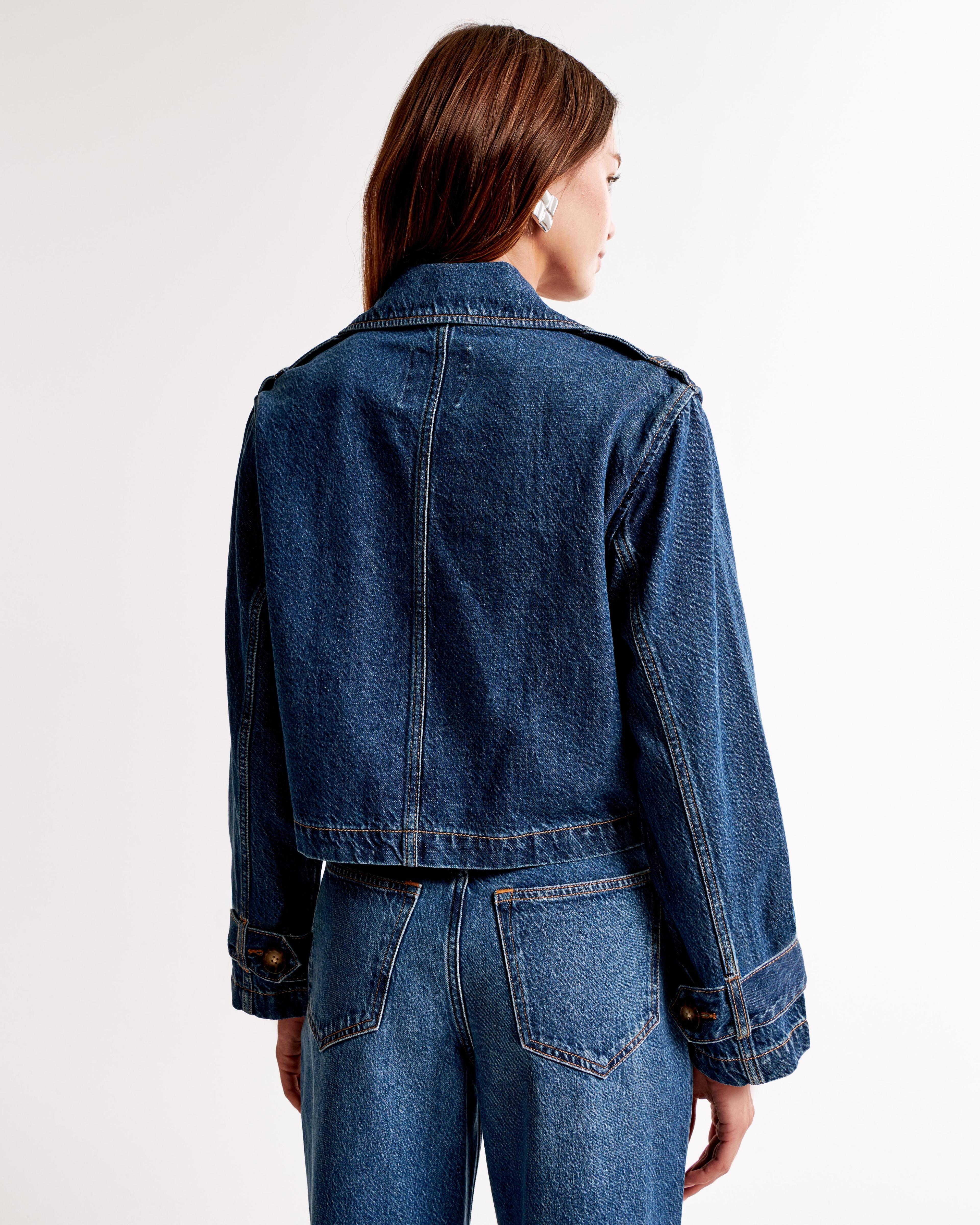 Cropped Denim Trench Coat Product Image