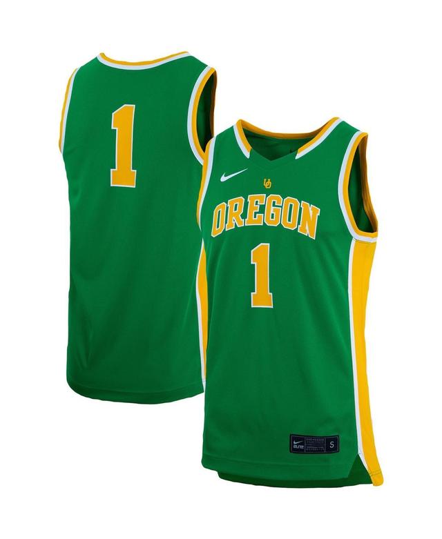 Nike Mens #1 Oregon Ducks Replica Team Basketball Jersey - Green/ Yellow Product Image