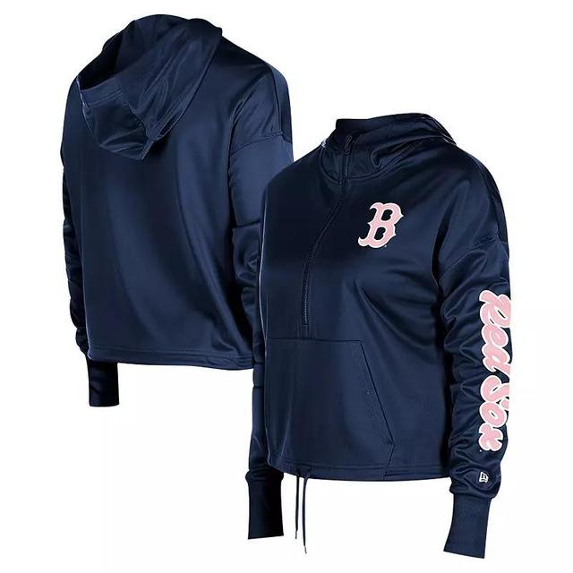 New Era Womens Navy New York Yankees Half-Zip Hoodie Product Image