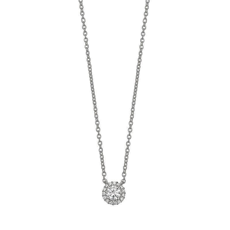 PRIMROSE Sterling Silver Cubic Zirconia Halo Necklace, Womens Product Image