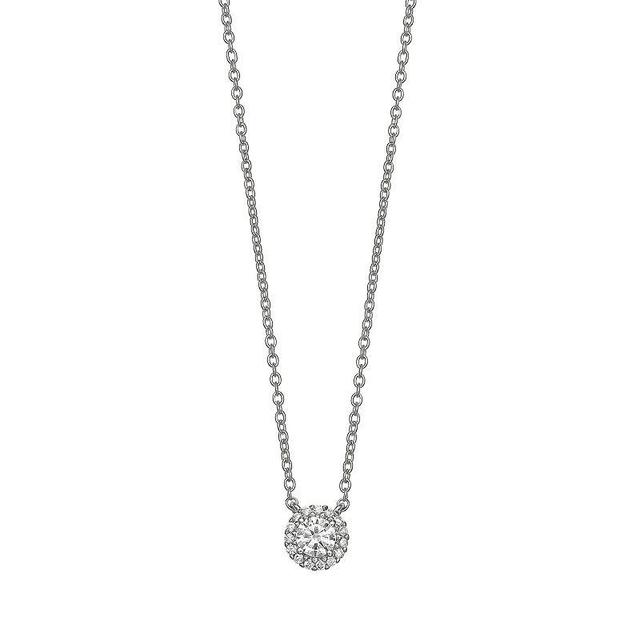 PRIMROSE Sterling Silver Cubic Zirconia Halo Necklace, Womens Product Image