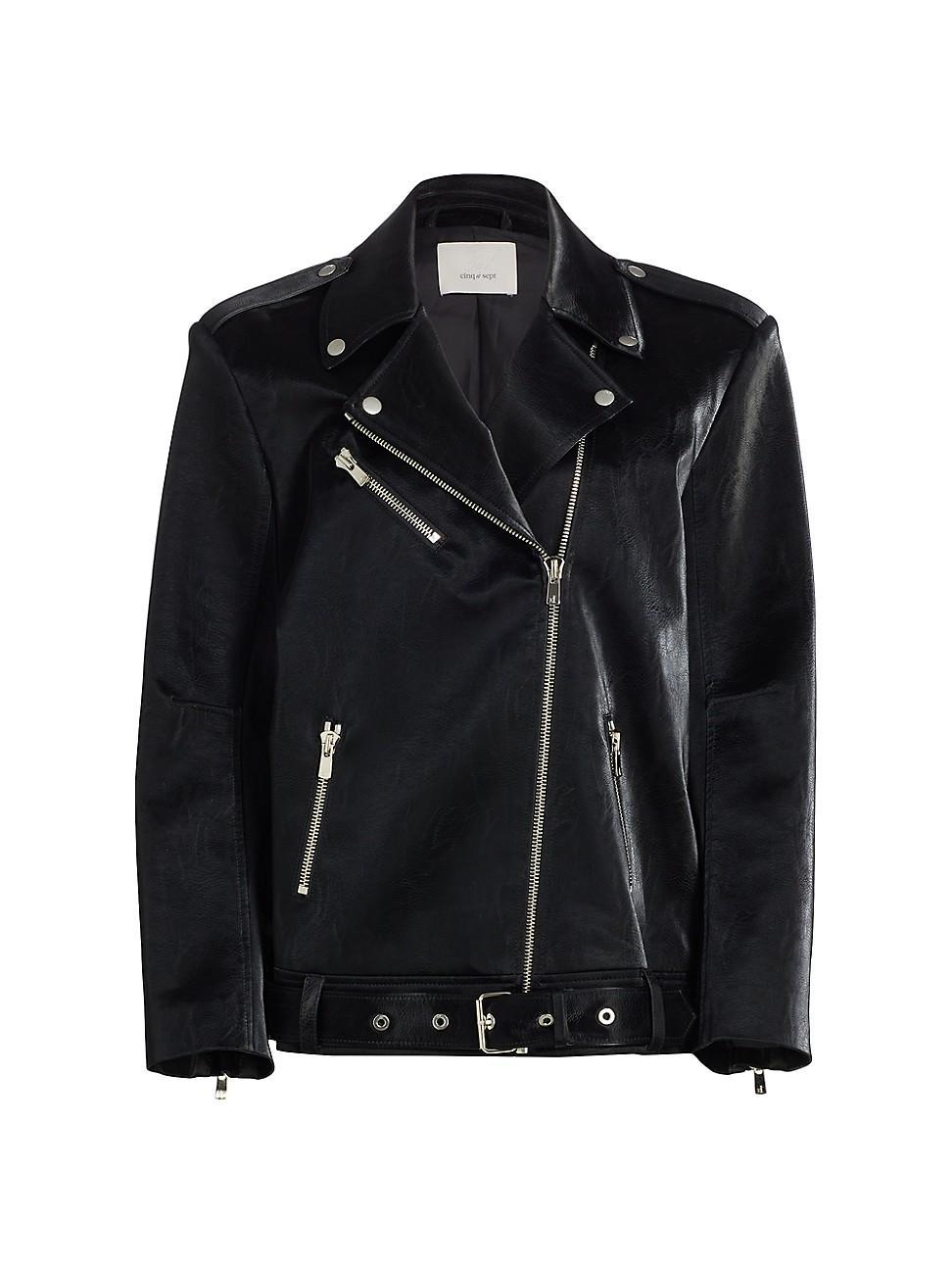 Cinq  Sept Brice Faux Leather Moto Jacket Product Image