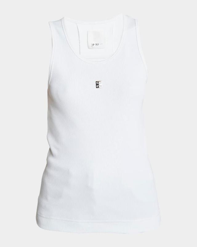 Ribbed Tank Top with Logo Detail Product Image