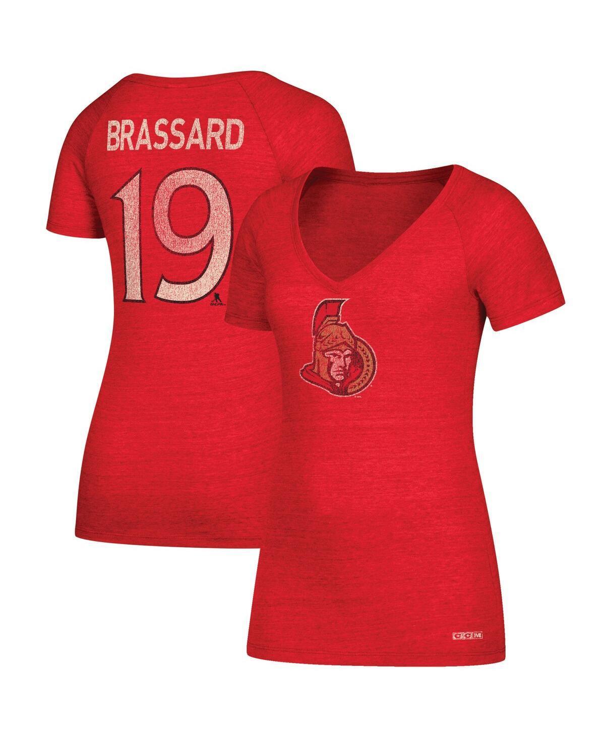 Womens Ccm Derick Brassard Red Ottawa Senators Name and Number V-Neck T-shirt Product Image